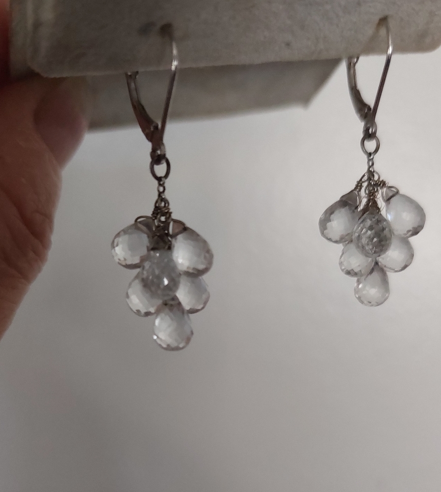14K white gold and white topaz drop earrings